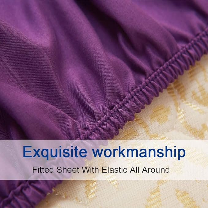 SONORO KATE Bed Sheet Set Super Soft Microfiber 1800 Thread Count Luxury Egyptian Sheets 18-Inch Deep Pocket Wrinkle and Hypoallergenic-4 Piece(Full Purple)