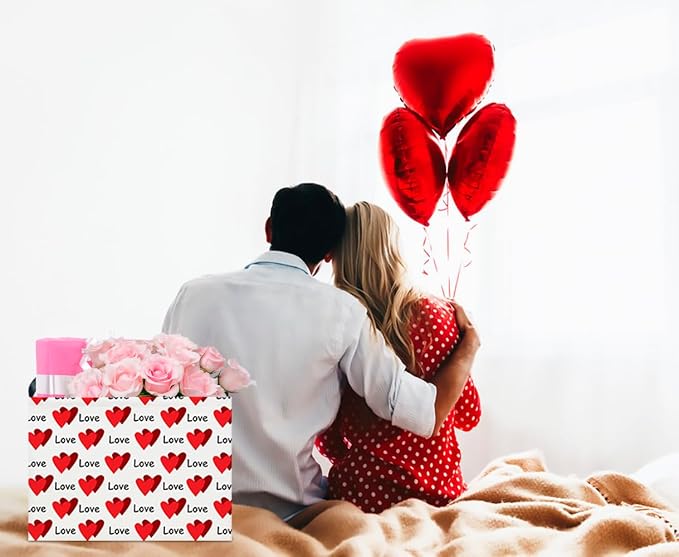 CLOCOR Rectangular Valentine's Day Gift Basket,Collapsible Fabric Storage Container,Storage Basket for Lover,Gift Bakset (Love You Heart) - Image 3