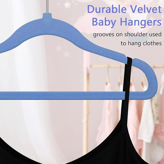 GoodtoU Velvet Baby Hangers for Clothes, Blue Velvet Hangers 50 Pack for Infant, Kids Hanger for Closet - Image 3