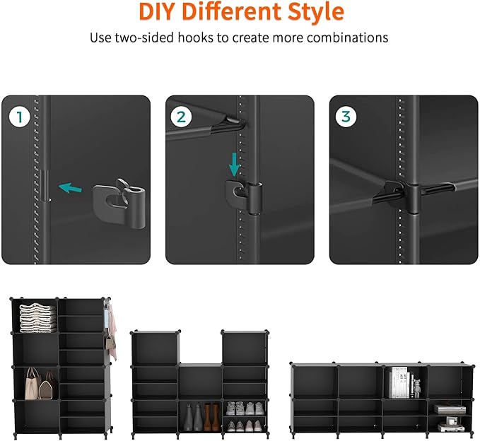 AWTATOS Closet Organizer, 8 Cube Closet Organizers and Storage, Closet Storage Shelves, Clothes Storage Organizers for Closet Bedroom Living Room Office Black - Image 7