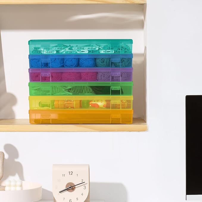novelinks Plastic Clear Storage Containers for Organizing, Craft Storage Organizers and Stackable Storage Bins with Lids for Pencil Box, Bead, Cookie Cutter, Board Game (6 Pack Large -Color) - Image 6