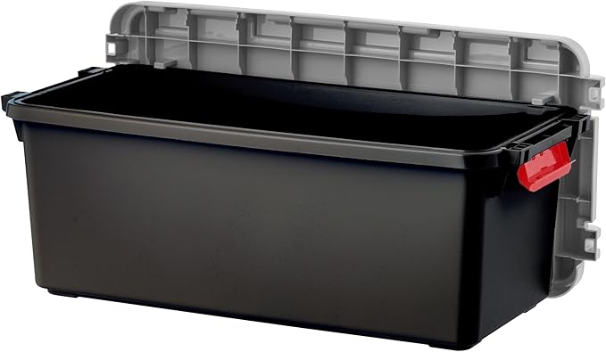 IRIS USA 2 Pack TrailBox, 15 Gallon Lockable Storage Trunk Box, Truck Bed Bin Heavy-Duty Containers Camping Gear, Adventure Chest - Dark Gray/Gray - Image 3
