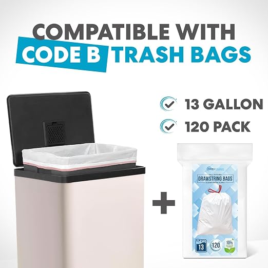 Simpli-Magic 50 Liter / 13.2 Gallon Soft-Close, Smudge Resistant Trash Can with Foot Pedal and Built in Filter- White Color - Image 2
