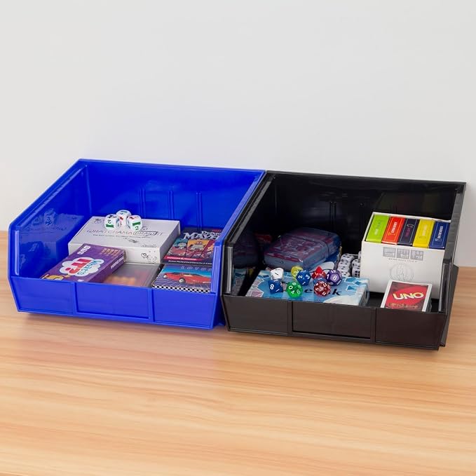 Akro-Mils 30235 AkroBins Plastic Storage Bins, Space-Saving Stackable Bins for Garage, Pantry, Craft Organization, 11" x 11" x 5", Black, 6-Pack - Image 2