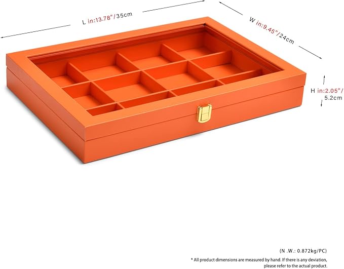 Oirlv Premium Leather Jewelry Organizer Tray with Acrylic Lid Bracelet Bangle Necklace Display Case Drawer Insert 12 Gird Jewelry Case - Image 5