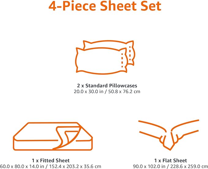Amazon Basics 4 Piece Breathable 100% Cotton Jersey Knit Bed Sheet Set, Includes Flat and Fitted Sheets, Pillowcase, Queen, Blush