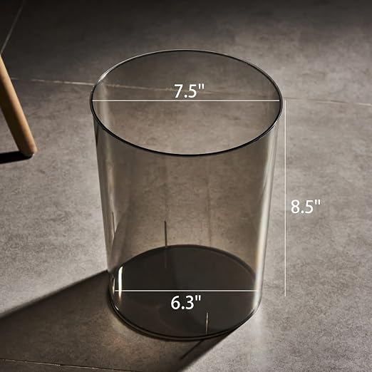 Anyoifax Small Trash Can Plastic Wastebasket 1.5 Gallon Round Garbage Container Bin for Bathroom, Bedroom, Kitchen, College Dorm, Office, Craft Room - Clear & Grey - Image 5