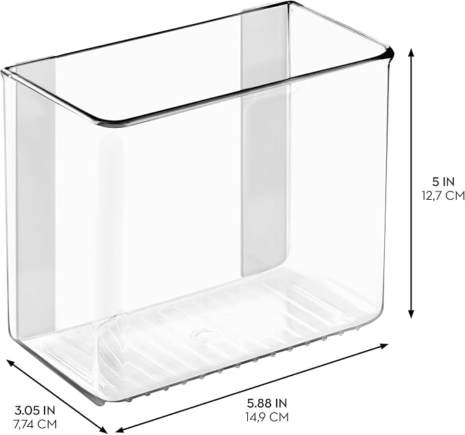 iDesign Adhesive Organizer Bin - Damage-Free Hanging for Kitchen, Bathroom, or Office - Set of 2 - Clear - Image 3