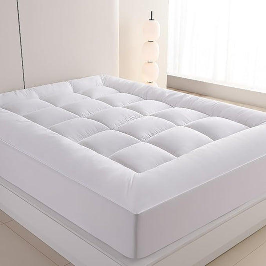 West Month Premium Quilted 1000GSM Luxury Extra Thick Mattress Topper - Breathable & Fluffy Soft (White, Twin XL)