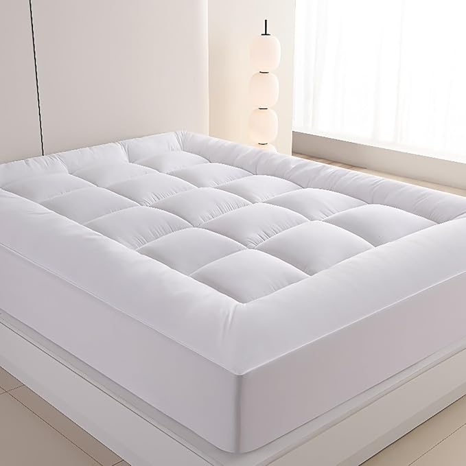 West Month Premium Quilted 1000GSM Luxury Extra Thick Mattress Topper - Breathable & Fluffy Soft (White, California King)
