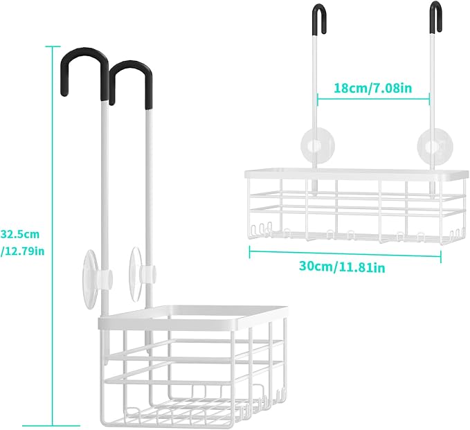 HapiRm Hanging Shower Caddy Organizer - No Drilling Shower Organizer with Hooks, Rustproof & Waterproof 304 Stainless Steel Bathroom Shelves - White (1 Basket) - Image 7