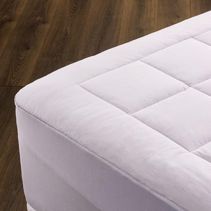 CirclesHome Cot Size Mattress Pad Pillow Top - 100% Cotton Top Ultra - Plush Down Alternative Mattress Protector - 200 Thread Count - Stretches from 14-16 inches for Snug Fit