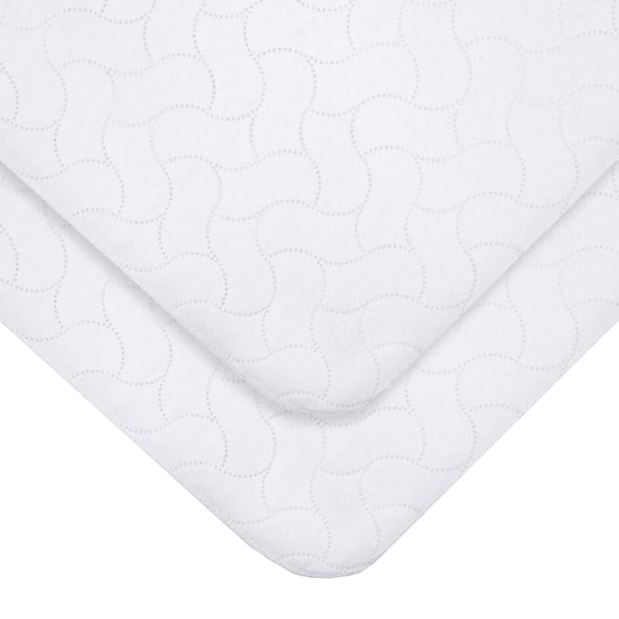 American Baby Company 2 Pack Waterproof Flat Reusable Bassinet Mattress Pad Protector, Embossed Quilt-Like Bassinet Protective Mattress Pad Cover for Babies, Adults and Pets, White, 15" x 33"