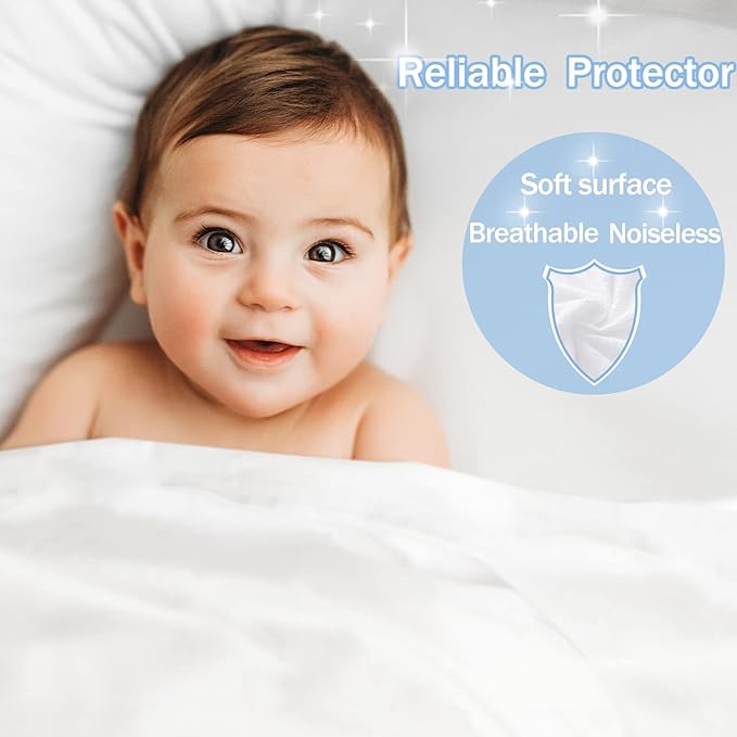 King Waterproof Mattress Protector - Noiseless, Breathable, Machine Washable Fitted Mattress Cover with Deep Pocket up to 5”-21”（White）