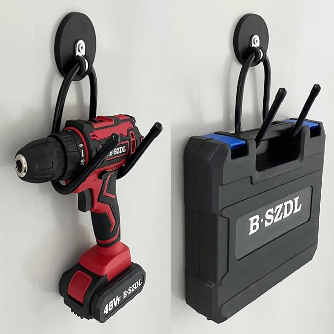 Pmsanzay 2 Pack Power Drill Tool Organizer Holder,Magnetic Tool Holders,Garage Tool Storage Rack,Heavy Duty Large Garage Magnet Utility Hooks with Rubber Coating, No Scratches - No Power Drill - Image 5