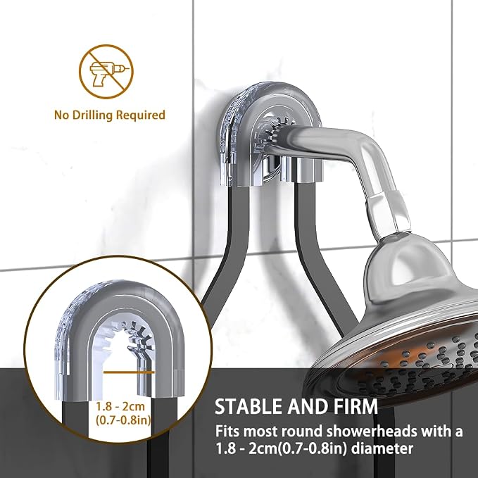 Over the Shower Head Caddy for Handheld Showerhead - Rustproof Hanging Shower Organizer, No Drill 2-Tier Bathroom Storage Shelf with Soap Holder, Black - Image 6