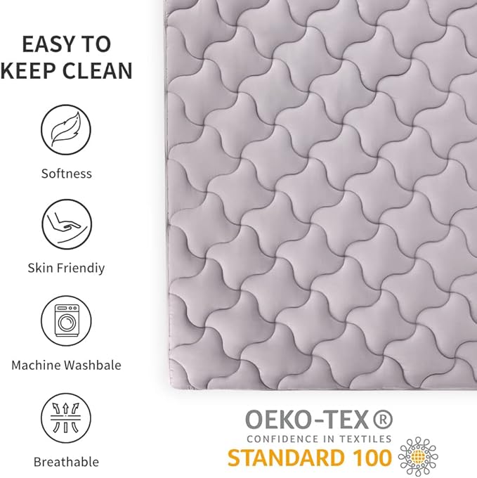 SLEEP ZONE King Size Mattress Pad, Cooling Mattress Topper, Quilted Fitted Mattress Cover, Machine Washable Mattress Protector, Soft Fluffy Down Alternative, Deep Pocket 8~21 inch (Grey, King)