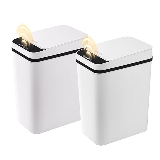FRESHLIX 2 Pack Automatic Bathroom Trash Can 2.6 Gallon Smart Touchless Motion Sensor Trash Can with Lid Electric Waterproof Narrow Small Garbage Bin by FocusOnDailynecessities
