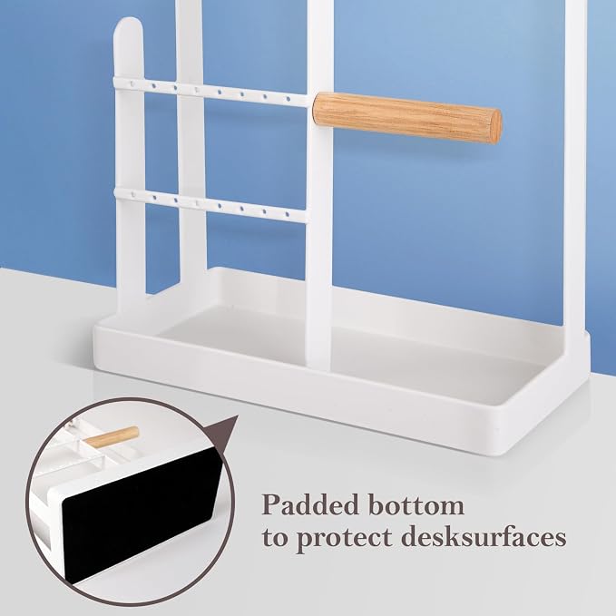 ProCase Cute Jewelry Stand, Aesthetic Jewelry Organizer for Dresser Vanity, Jewelry Holder Display for Necklaces Earrings, Gifts for Teen Girls Women, Bedroom Dorm Decor -Medium, White - Image 4