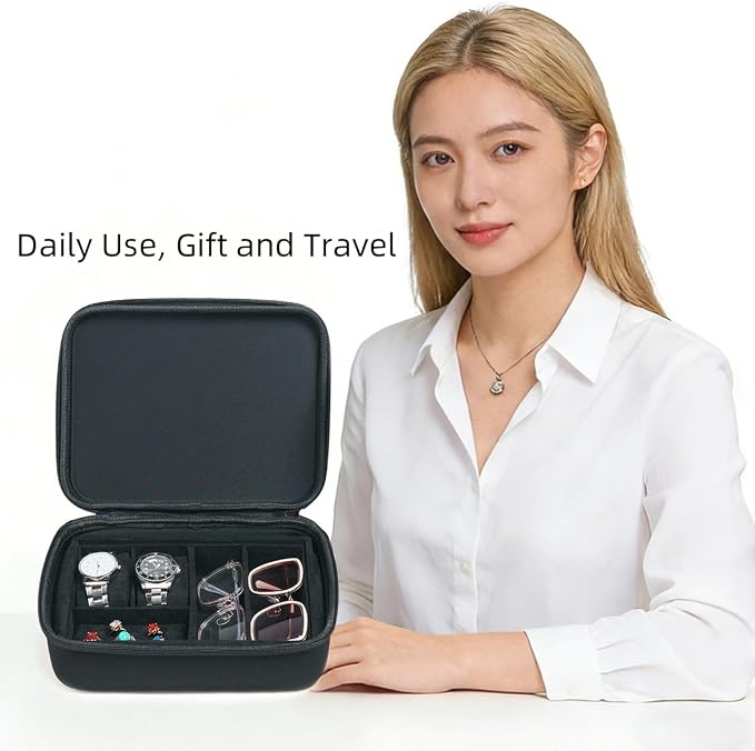 Eyeglasses Watches Jewelry Display Versatile Portable 5Slot Travel Jewelry Box Sunglasses Organizer Rings Zippered Holder Bag - Image 7