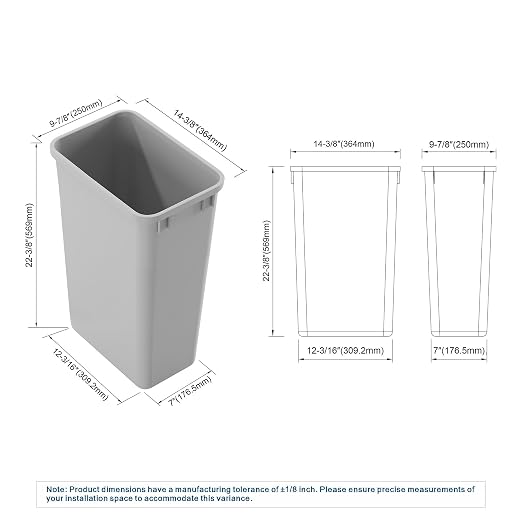 Dowell 2 Pack 50Qt Wastebasket Trash Container, 9/13Gal, Plastic, Stackable, for Kitchen/Bathroom/Office, Fits Under Sink/Desk - Grey (2, 50 QT) - Image 4