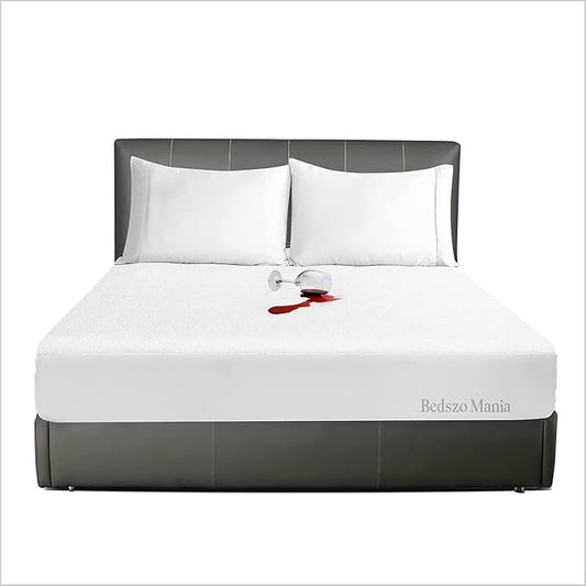 Alaskan King Size 108x108” with 21”inch Deep Pocket White Color Mattress Protector Pad Cover Alaskan King Fitted Style Terry Cotton Vinyl-Free Matress Protector Cover 100% Waterproof