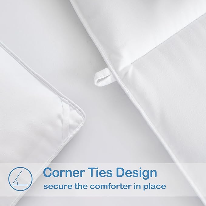 EASELAND California King Down Alternative Comforter - Quilted Duvet Insert for All Seasons, Soft Lightweight with Corner Tabs, Summer Winter Warm Bedding, White 96x104 Inches