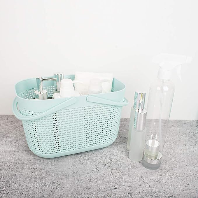 UUJOLY Plastic Organizer Storage Baskets with Handles, Shower Caddy Bins Organizer for Bathroom and kitchen (Blue) - Image 7