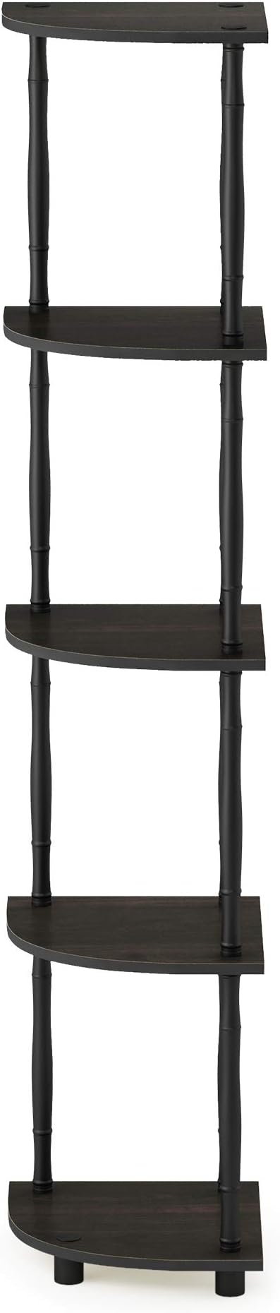 Furinno Turn-N-Tube 5 Tier Corner Display Rack Multipurpose Shelving Unit with Classic Tubes, Espresso/Black (18035EX/BK) - Image 4