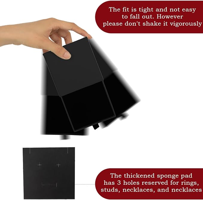 Nsmykhg Jewelry Gift Box Velvet-Lined,12 Pack Compact Drawer Style for Earrings & Rings, Necklace & Bracelet Organizer, 3.93x3.93x1.65 Inches, Stackable Elegant Jewelry Display & Storage Box (Black) - Image 5