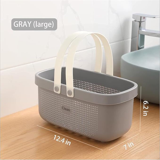 JiatuA Plastic Storage Basket with Handle Portable Shower Caddy Tote Organizer Basket Bin for Bathroom Kitchen Dorm Room Bedroom, Gray - Image 6