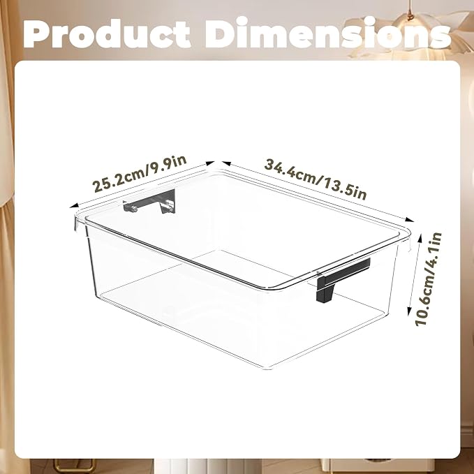 Bra Drawer Organizer for Women - 2 PCS Clear Plastic Storage Box with Lid and Dividers for Socks, Underwear, Bras, Ties, and Closet Organization - Image 2