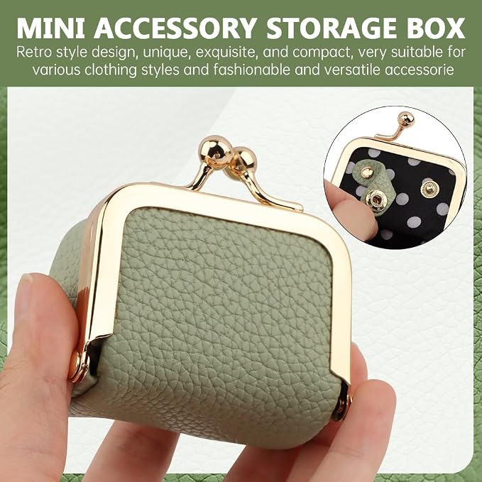 PU Leather Mini Jewelry Box, Vintage Portable Mini Jewelry Organizer with Kiss Lock, Compact Travel Case for Rings, Earrings, Necklaces - Ideal Gift for Women - Image 4