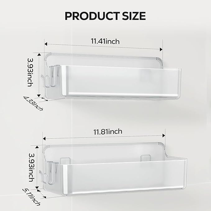 Nieifi Adhesive Wall Shelf, Shower Shelves, Shower Organizer for Bathroom Organization (A-Clear, 2 pieces) - Image 2