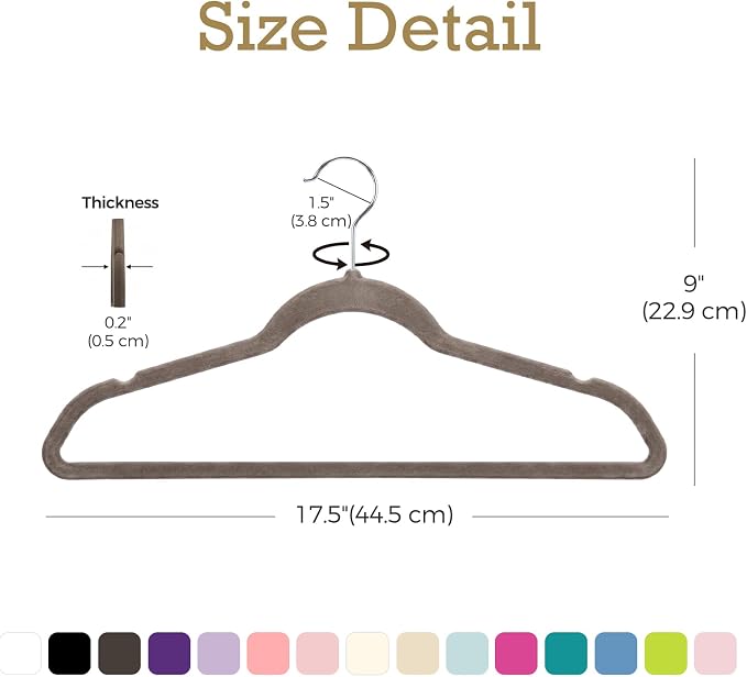 HOUSE DAY Taupe Velvet Hangers 60 Pack, Non Slip Clothes Felt Hanger Heavy Duty for Coat, Premium Slim Space Saving Suit Hangers for Closet Organizer, 360° Rotating Silver Hook - Image 6
