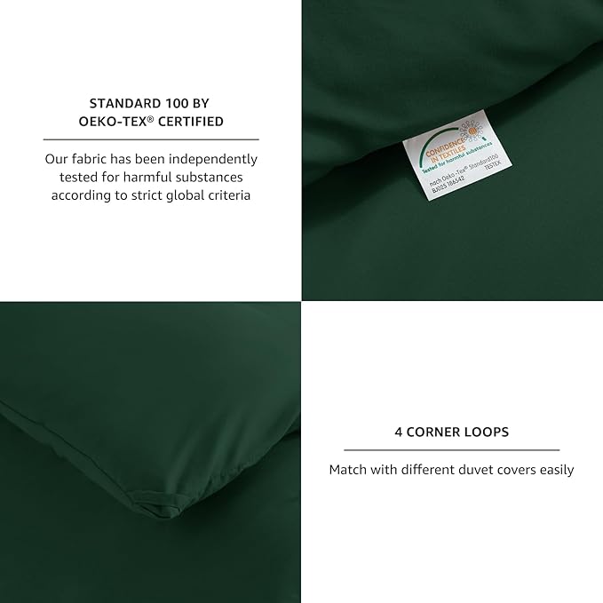 CozyLux King Size Comforter Set Emerald Green, 3 Pieces Solid Comforters King Size Breathable Bedding Sets, Luxury Soft Lightweight Bed Set with Down Alternative Comforter and 2 Pillowcases All Season