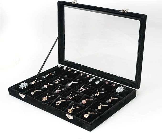 Jewelry Box Necklace Organizer Tray (Black) Necklace Display Case for Storage Jewelry Necklaces Display Stand 24 Slot Pendant Holder for Women - Image 9