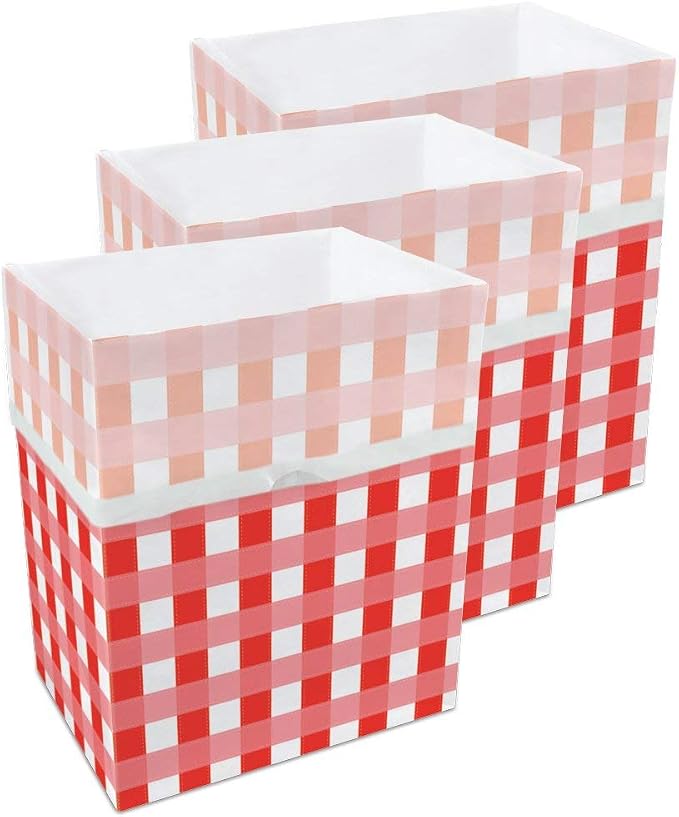 Clean Cubes 13 Gallon Disposable Pop-Up Trash Cans (3-Pack) with Fitted Bags – Foldable Garbage & Recycling Bins for Parties, Events & Kitchen (Picnic, 17" H x 13.5" W x 10" D) by CleanCubes