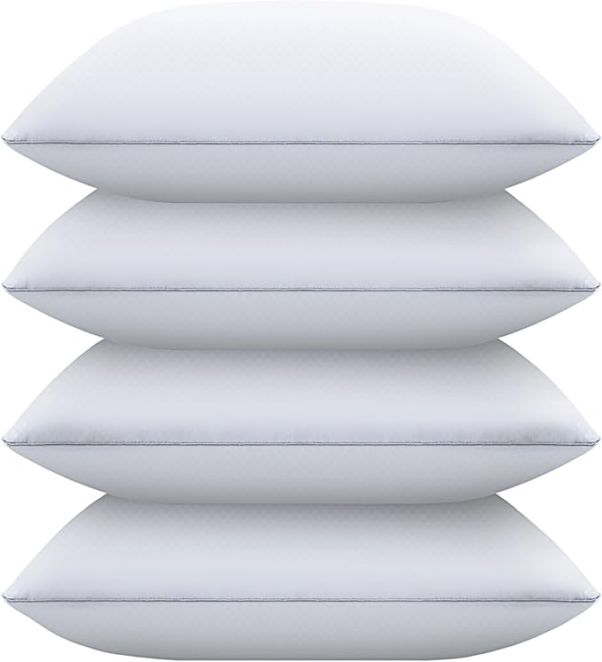 Piwaal Bed Pillows for Sleeping Standard Size Set of 4,Down Alternative Filling,Pillows for Back, Stomach or Side Sleepers