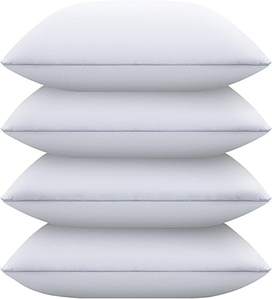 Piwaal Bed Pillows for Sleeping Standard Size Set of 4,Down Alternative Filling,Pillows for Back, Stomach or Side Sleepers