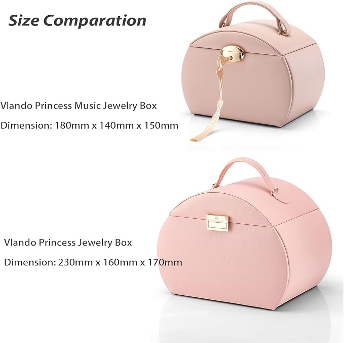 Vlando Musical Jewelry Box with Spinning Ballerina, Lockable Girls’ Jewelry Organizer for Necklaces Rings and Hair Accessories, Gift for Girls and Kids, Blue - Image 7