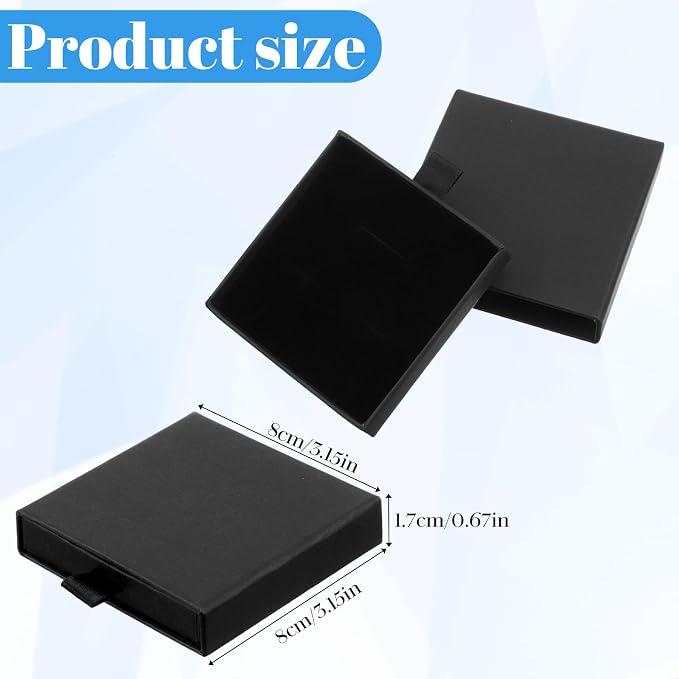 Jewellery Gift Box, 4 Pcs Ring Necklace Box Small Gift Boxes for Bracelets Earrings Necklaces Bracelet Drawer Organizer Square Pendent Storage Case for Birthday DIY Wrapping(Black) - Image 4