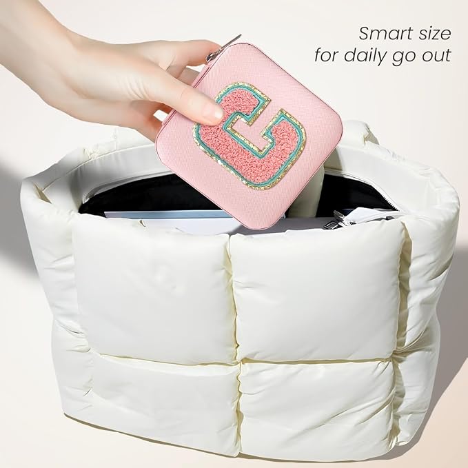 SANDJEST Personalized Jewelry Box, Pink Travel Jewelry Box with Initial C, Small Monogrammed Jewelry Case Organizer for Girls Women Teen Kids, Mini Travel Essentials Gifts for Birthday Christmas - Image 5