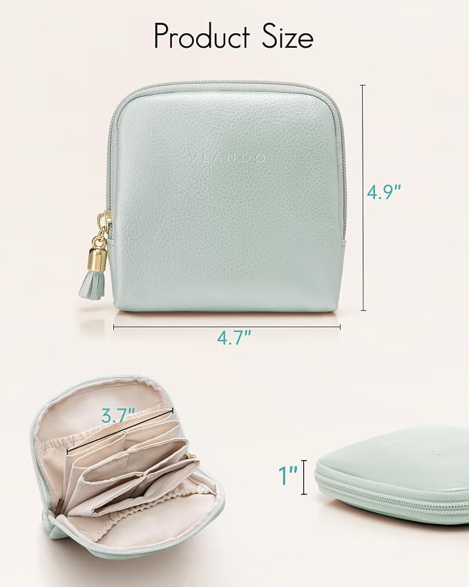 VLANDO Small Jewelry Travel Case,Jewelry Pouch Bags with Zipper,Velvet Jewelry Organizer Storage Bag for Bracelet Rings Earring Travel Essentials Gifts for Women Girl-Mint Green - Image 3