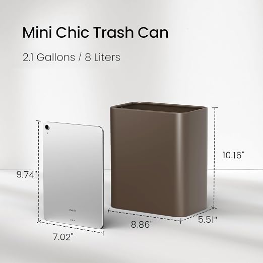 Cesun Small Bathroom Trash Can, 2.1 Gallons, Open-Top, Brown Metal, Stainless Steel, Modern, Ideal for Bathroom, Bedroom, Home Office,Toilet, Rv,Near Desk, Under Sink - Image 3