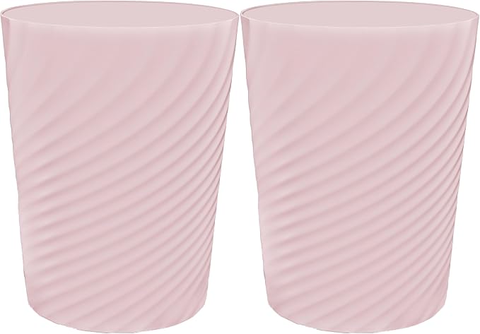 DAJITRE 1.8 Gallon Small Trash Can Wastebasket Recycling Bin Slim Profile for Compact Spaces Bathroom, Office, Bedroom, Kitchen (1.8 Gallon-2pack, Pink) by DAJITRE