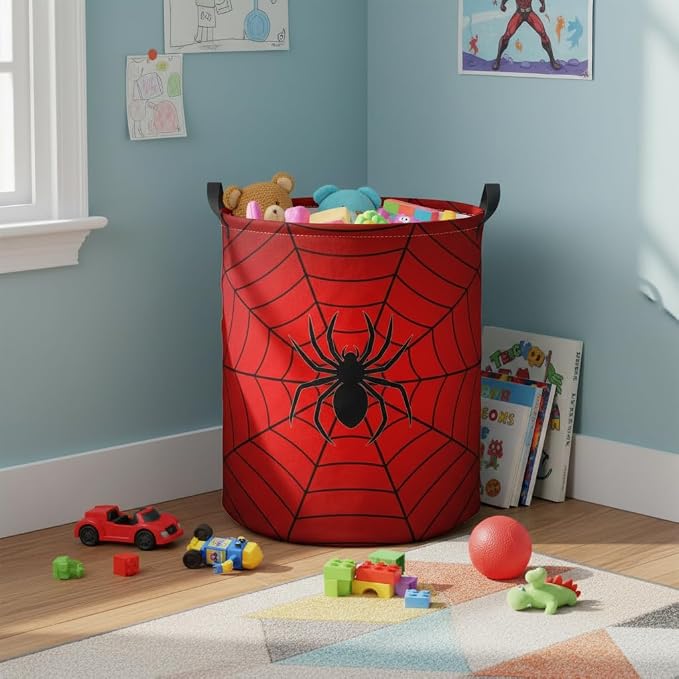 Baby Laundry Hamper kids laundry Basket Waterproof Laundry Bag for Bedroom Toy Clothes Organizer Room Décor(Spider Web) - Image 5