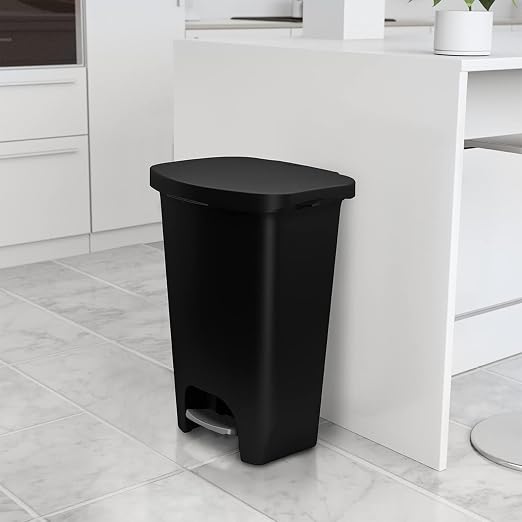 Glad 13 Gallon Trash Can | Plastic Kitchen Waste Bin with Odor Protection of Lid | Hands Free with Step On Foot Pedal and Garbage Bag Rings, Black - Image 7