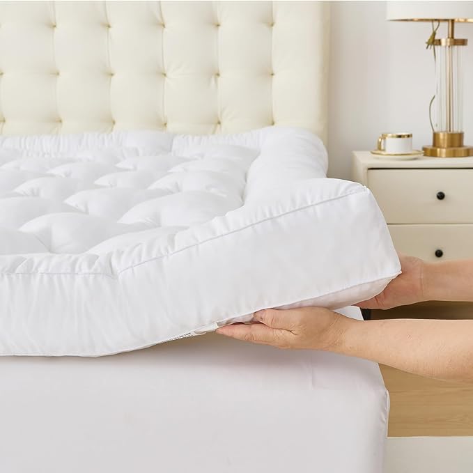 WhatsBedding 5 Inch Memory Foam Mattress Topper King Size, Supportive Fluffy Shredded Memory Foam Filled Pillow Top, Extra Soft Bed Topper for Back Pain Relief, 78x80x5 Inch