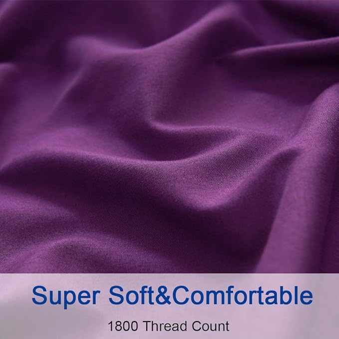 SONORO KATE Bed Sheet Set Super Soft Microfiber 1800 Thread Count Luxury Egyptian Sheets 18-Inch Deep Pocket Wrinkle and Hypoallergenic-4 Piece(Full Purple)